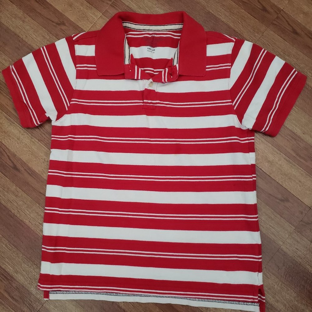 Boys red and white stripe polo shirt